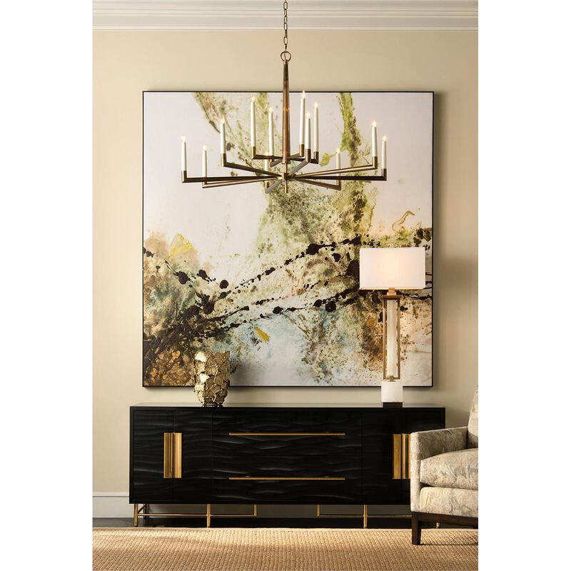 Coffee Bronze and White Alabaster Buffet Lamp