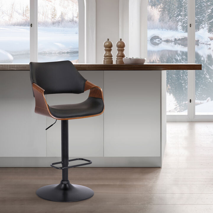 Aspen Adjustable Swivel Faux Leather and Wood Bar Stool