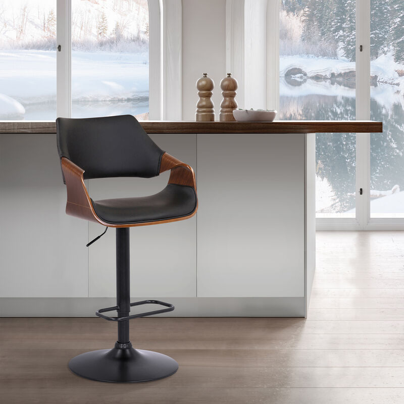 Aspen Adjustable Swivel Faux Leather and Wood Bar Stool