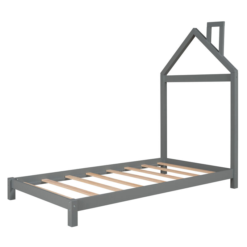 Merax Wood Platform Bed with House-shaped Headboard