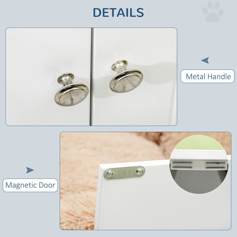 White Pet Dining Station: Elevated Dog Bowls with Storage for Large Dogs