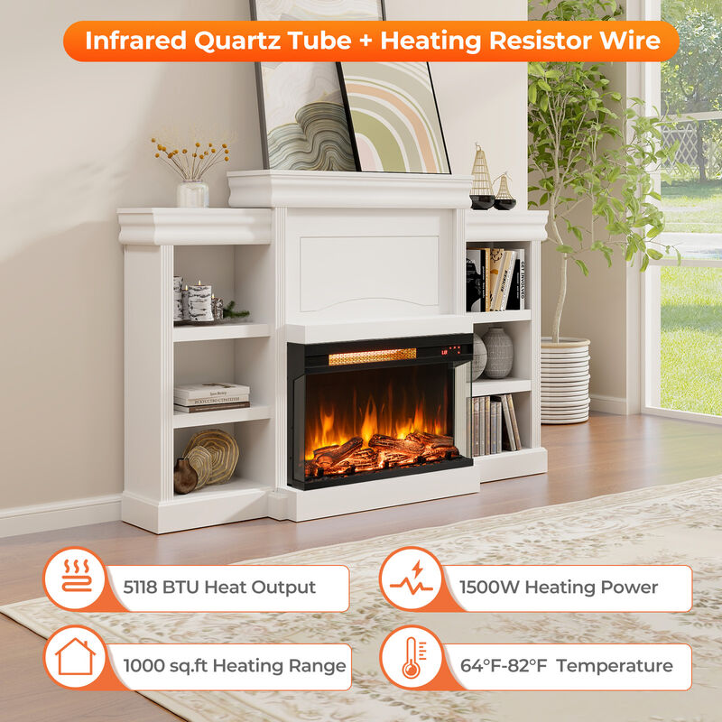 23-Inch 3-Sided Electric Fireplace Insert, 1500W Recessed Design for Modern Interiors