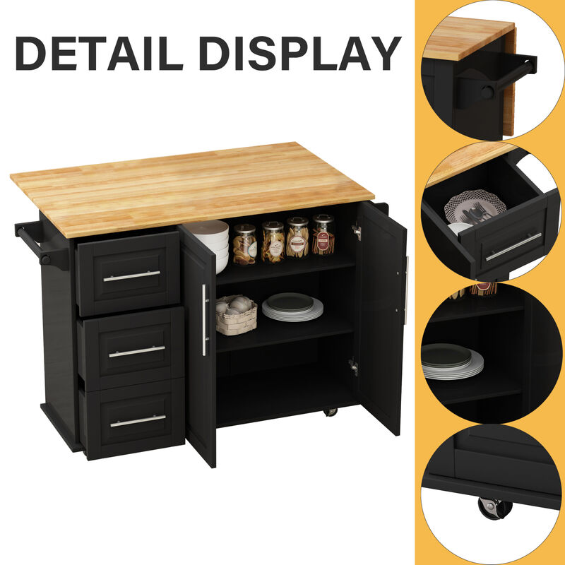 Streamdale Kitchen Island Cart with Storage Drawers & Cabinet
