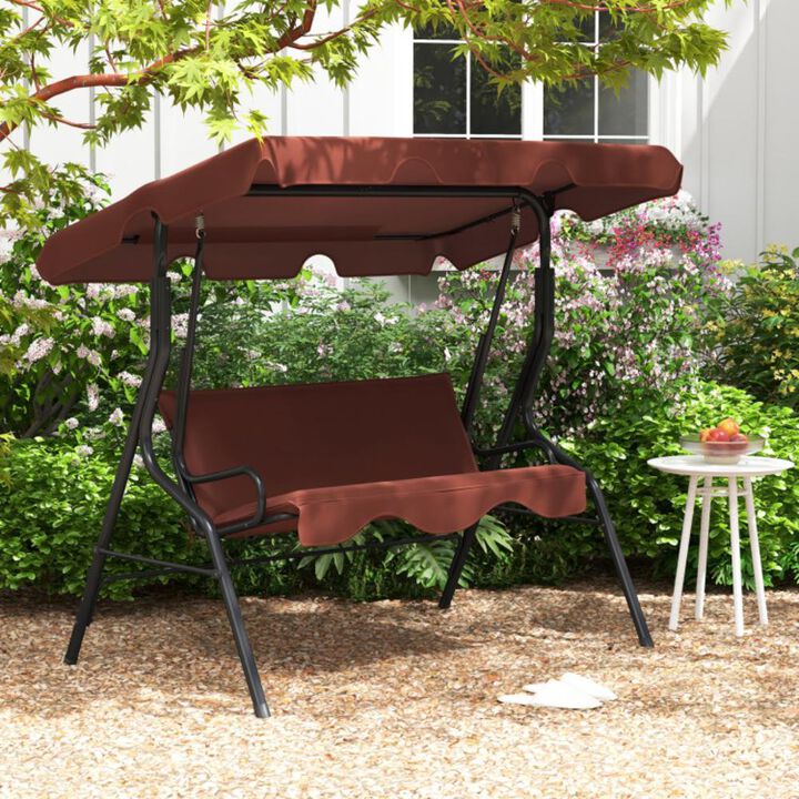 Hivvago 3 Seat Outdoor Patio Canopy Swing with Cushioned Steel Frame