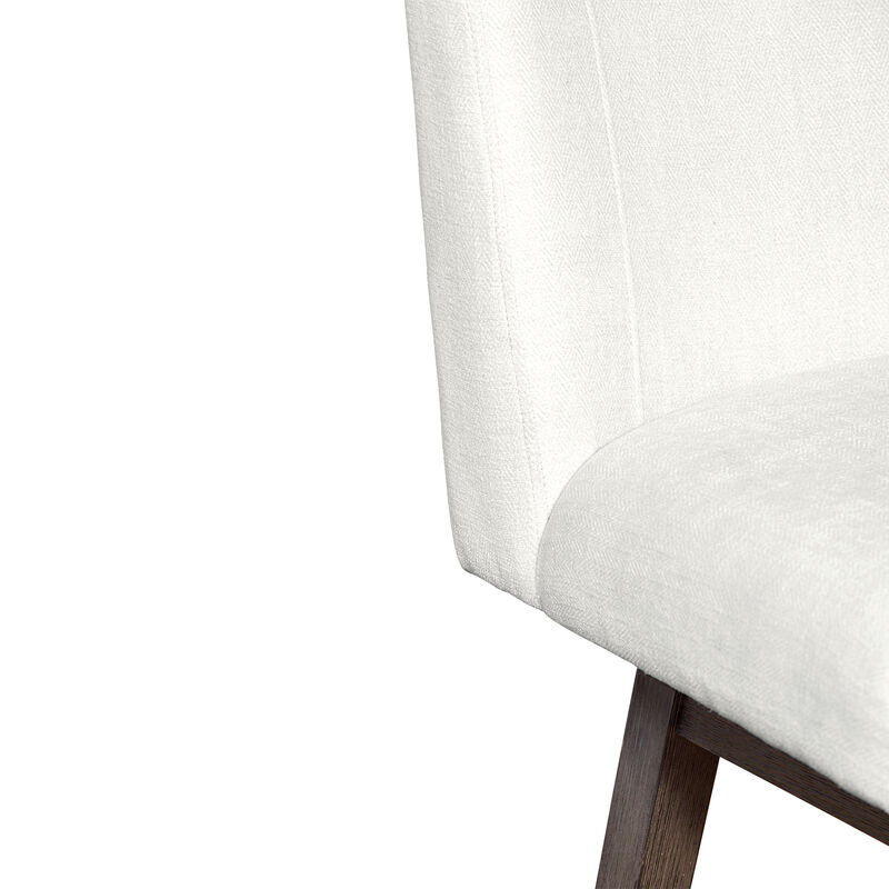 Basila Swivel Stool in Grey Oak Wood Finish with Pearl Fabric