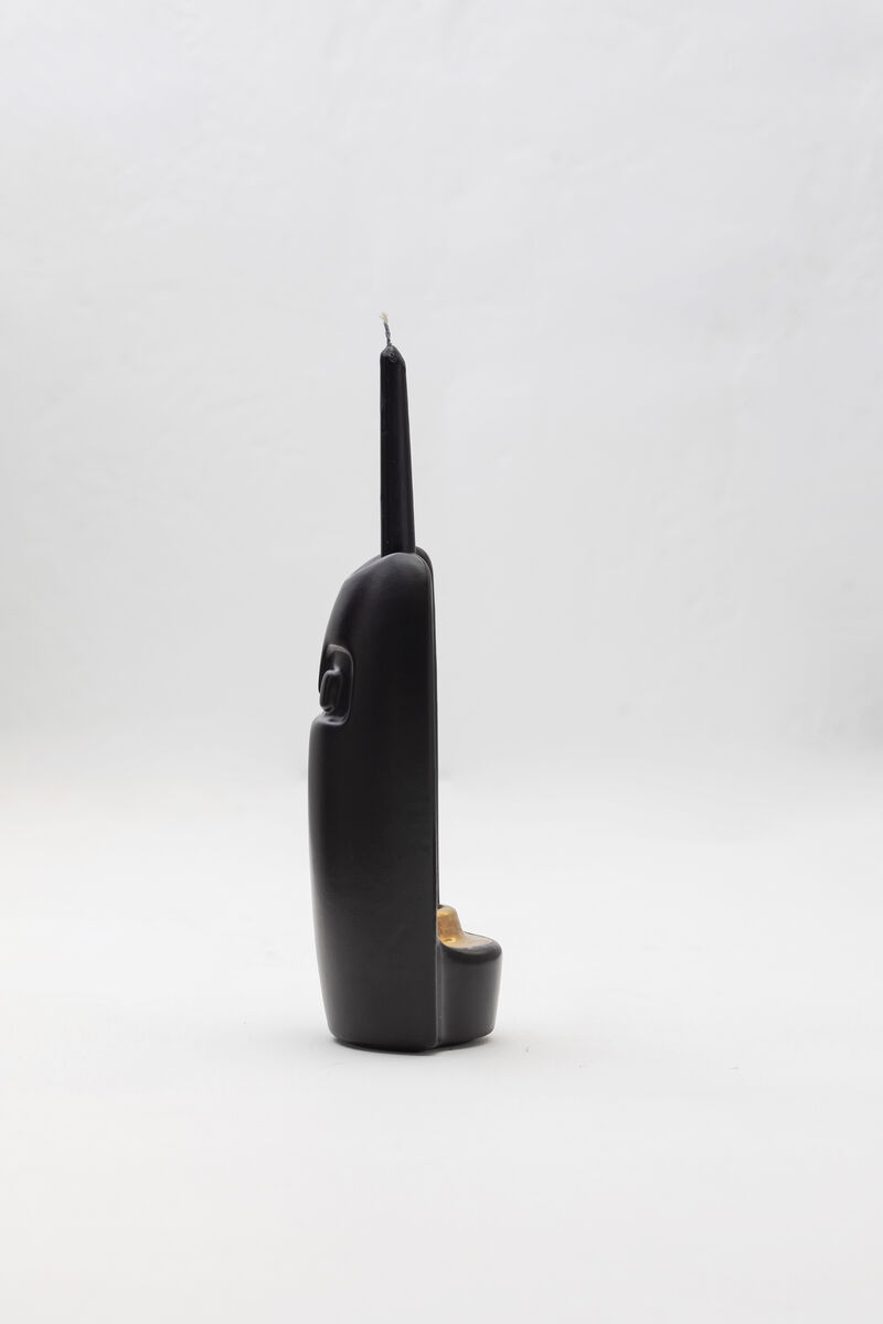 ABSOLUTO Decorative Ceramic Candleholder in Black Glaze with Gold Luster Details, by ANDEAN, In Stock