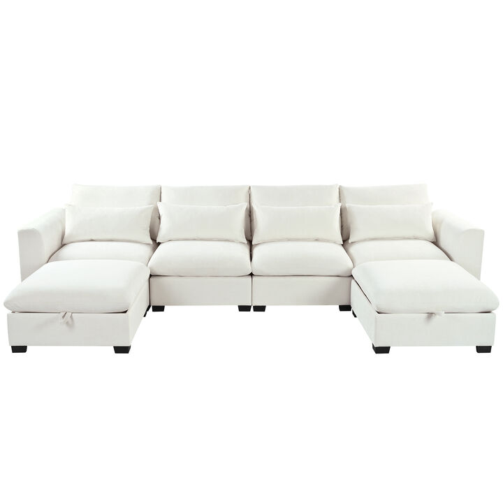 Merax Modular Corner Sofa with 2 Ottomans