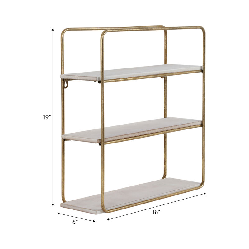 3 Tier Wall Shelf, Gold