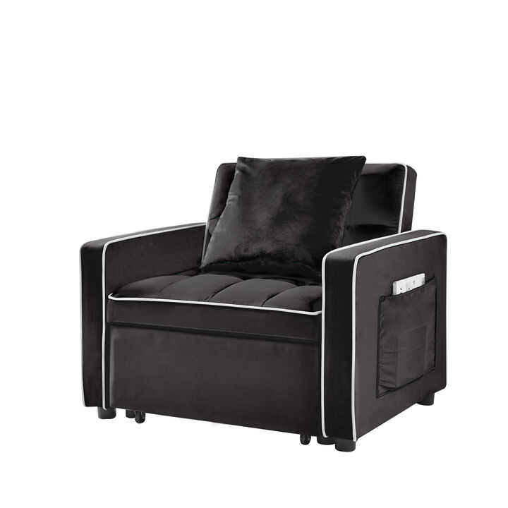 Adjustable Sofa Bed Chair: Black Futon Recliner