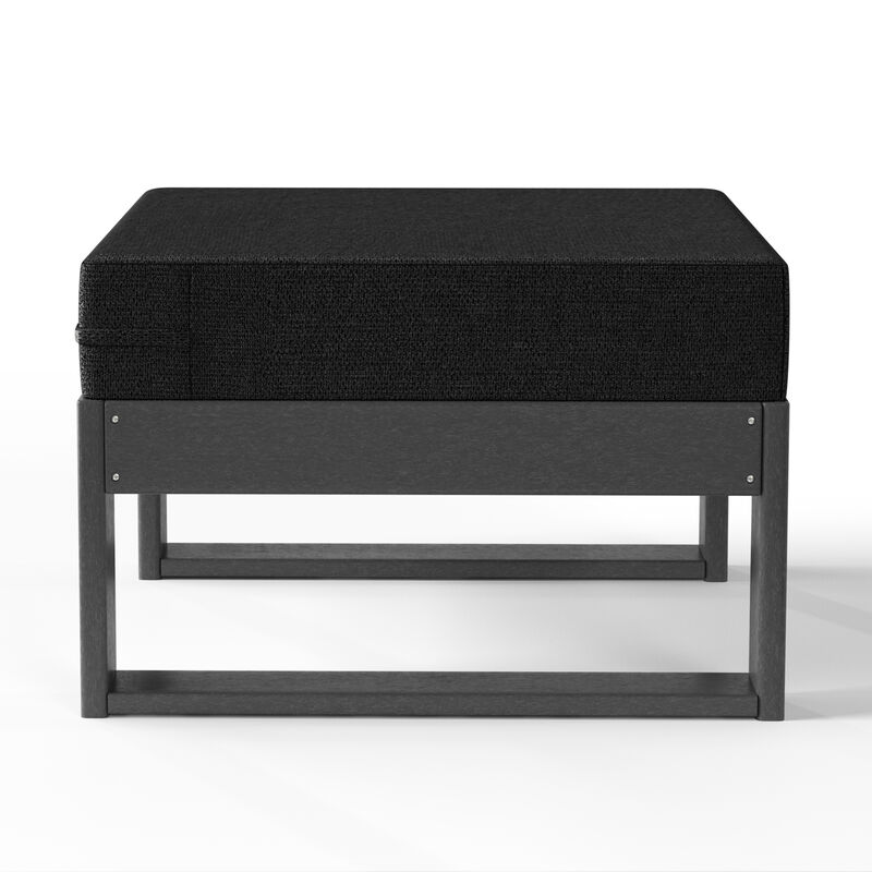 WestinTrends Outdoor HDPE Patio Ottoman with Waterproof Olefin Cushions