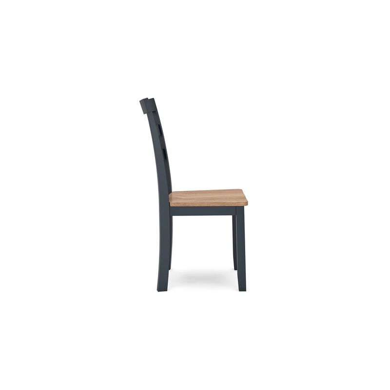 Gasy Dining Side Chair Set of 2, Dark Blue Solid Wood Brown Mango Seat - Benzara