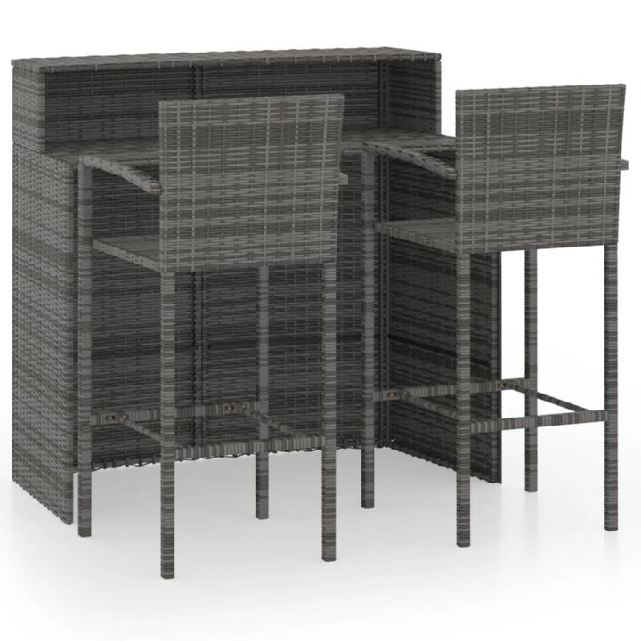 vidaXL 3 Piece Garden Bar Set Gray