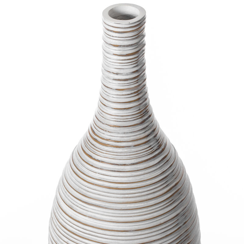 White Floor Vase, Ribbed Design, Modern Elegant Home Decoration, Tall Ceramic Vases, Contemporary Living Room Accent, Trendy Room Enhancement, Versatile Sculptural Look, Sophisticated Décor, 24 Inch