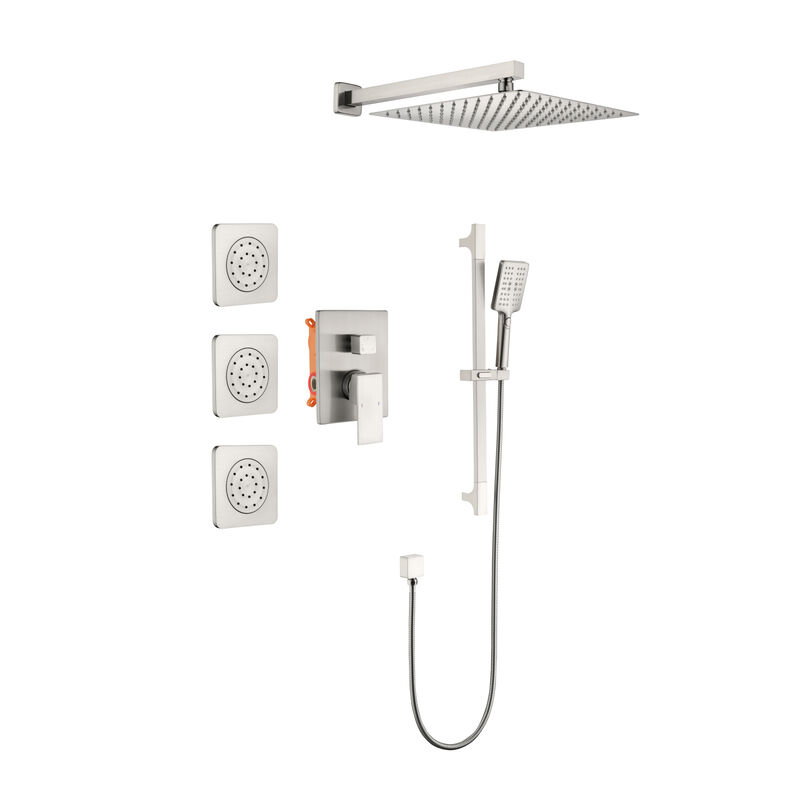 Shower System With Shower Head, Hand Shower, Slide Bar, Body Sprays, Shower Arm, Hose, Valve