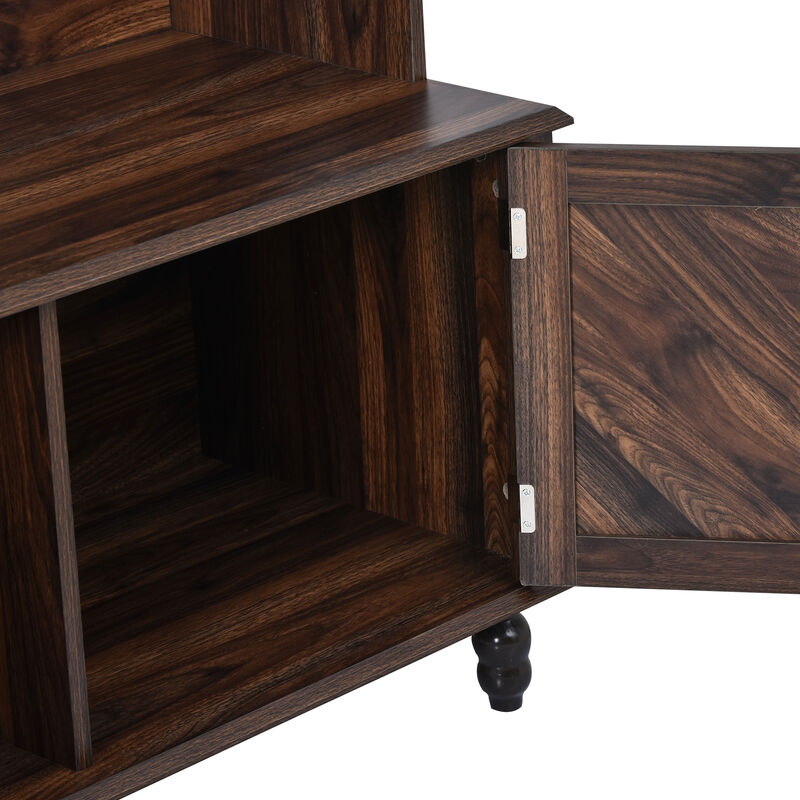 Entryway Hall Tree with Storage Bench & 4 Coat Hooks For Home's Mudroom