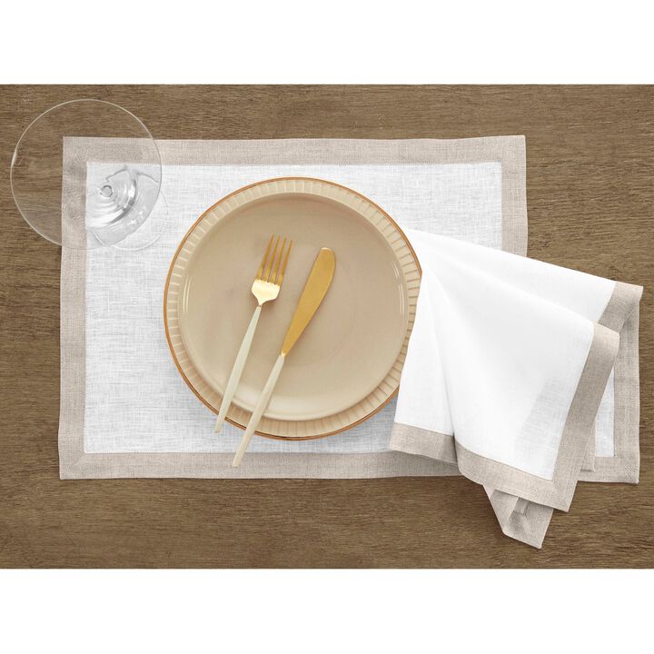 Solino Home 100% Pure Linen Placemats 14 x 19 Inch Set of 4 | Classic