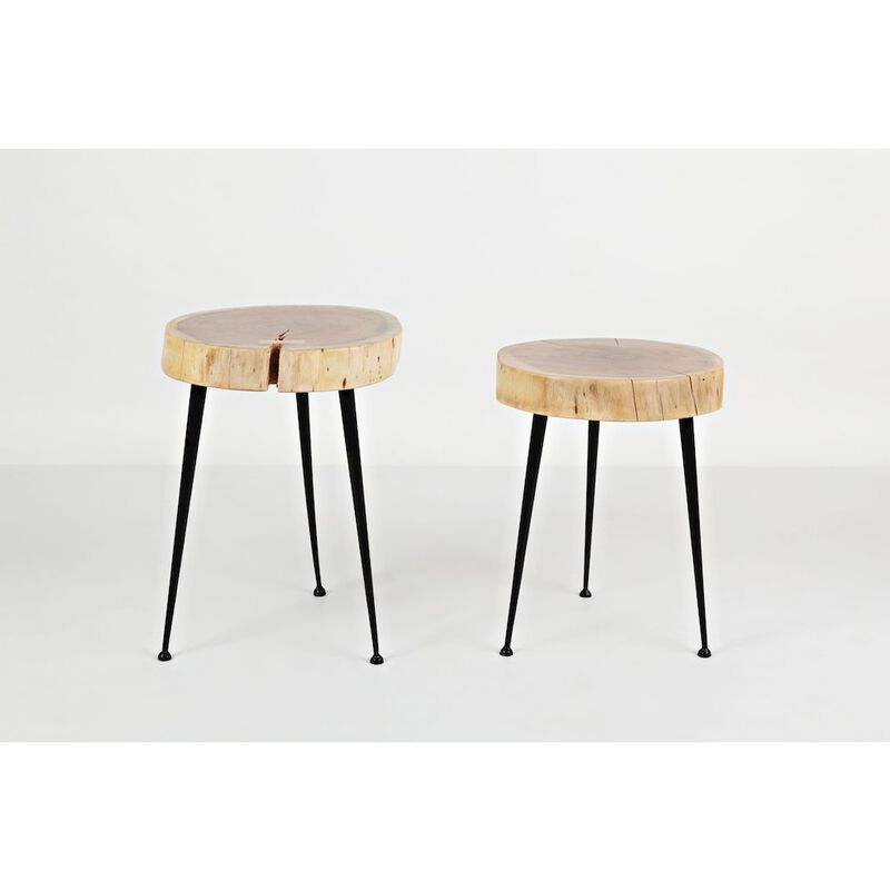 Jofran Global Archive Flat-Pack Wood and Iron Accent Tables (Set of 2)