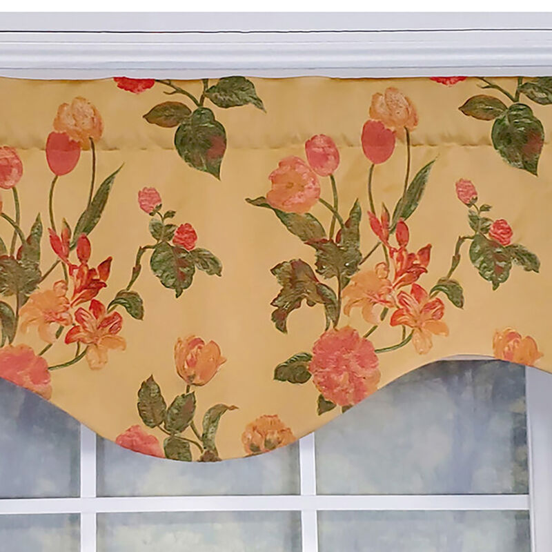 RLF Home Luxurious Modern Design Classic Garland Regal Style Window Valance 50" x 17" Gold