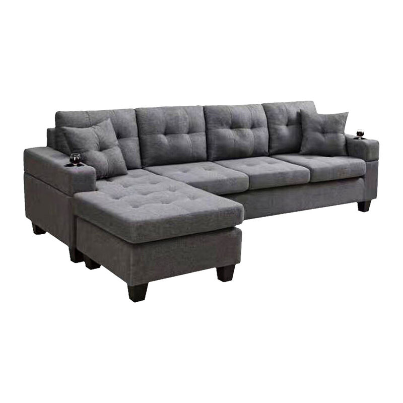 Mega Sectional Sofa Left With Footrest, Convertible Corner Sofa With Armrest Storage, Section