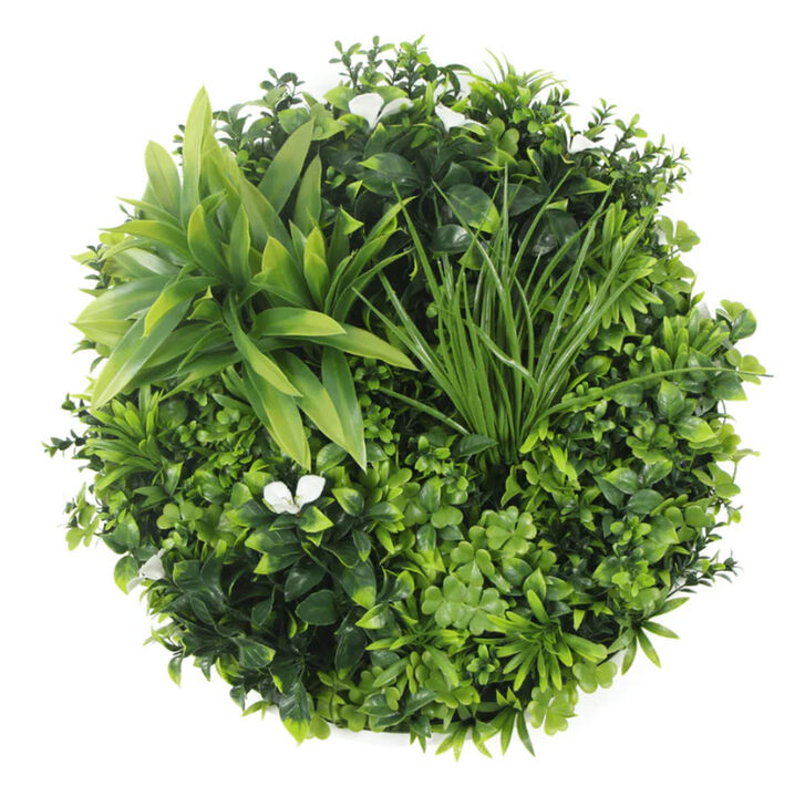 Luxury Artificial Green Wall Plant Wall Circle 20" White Frame UV Resistant
