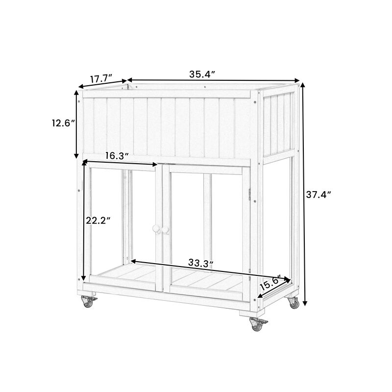Merax Mini Wood Cold Frame Garden Greenhouse with Wheels