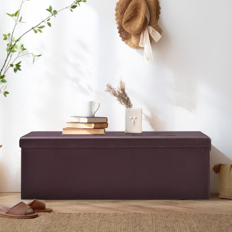 Hivvago Large Folding Storage Ottoman Bench with Memory Foam