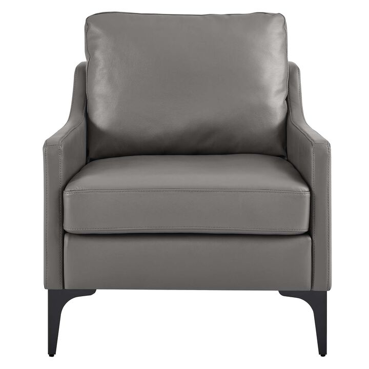 Corland Leather Armchair Gray
