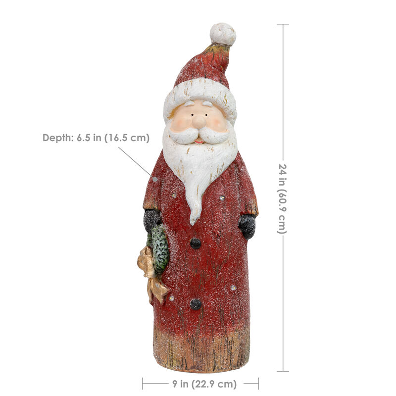 Sunnydaze Rustic Santa Indoor Pre-Lit LED Christmas Statue - 24 in