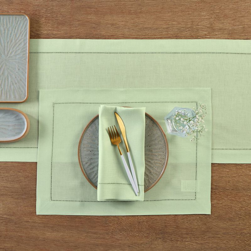 Solino Home 100% Pure Linen Table Runner | Classic Hemstitch for Thanksgiving, Christmas