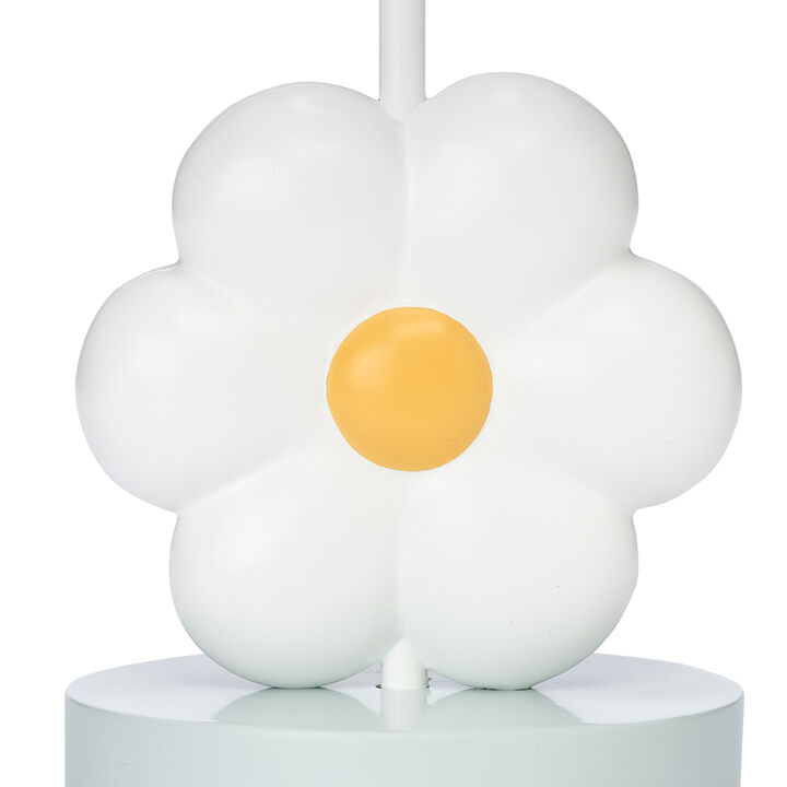 Lambs & Ivy Sweet Daisy White Floral Nursery/Child Lamp with Shade & Bulb