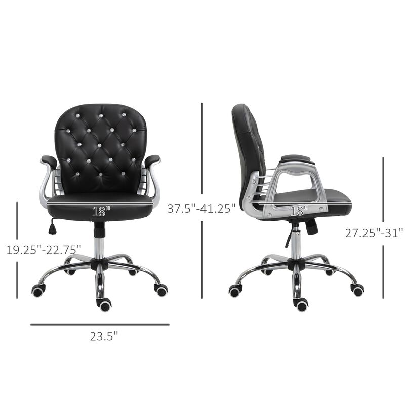 Black Office Chic: Tufted Backrest Adjustable Swivel Task Chair