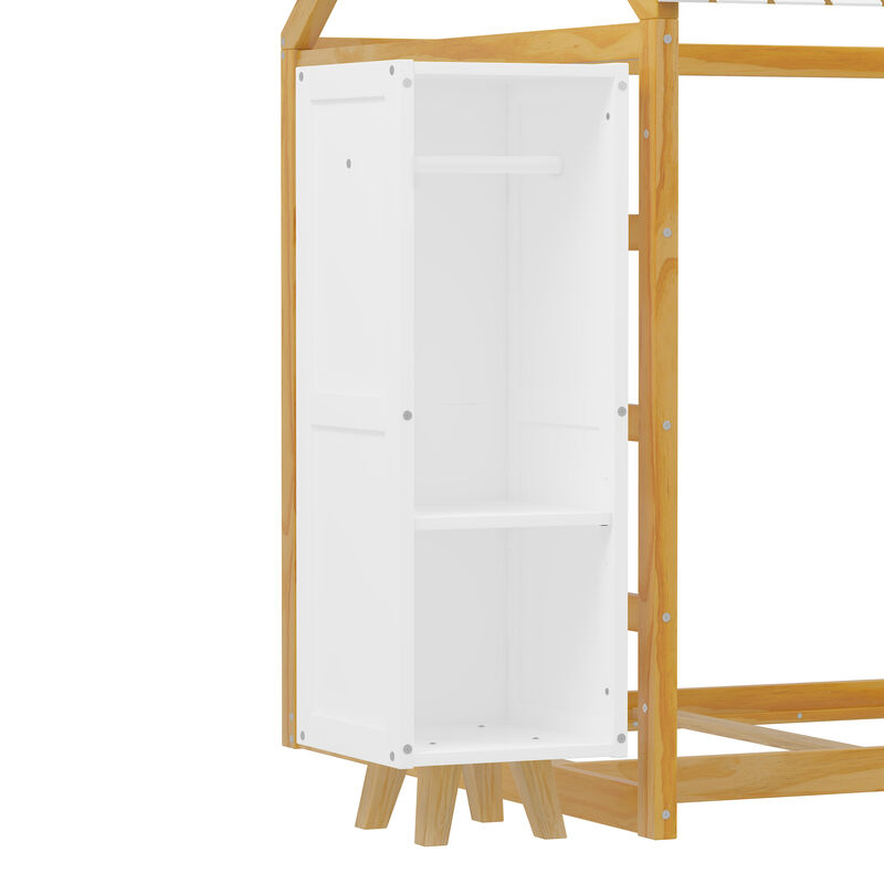 Merax Kids Floor Bed with Two Movable Wardrobes