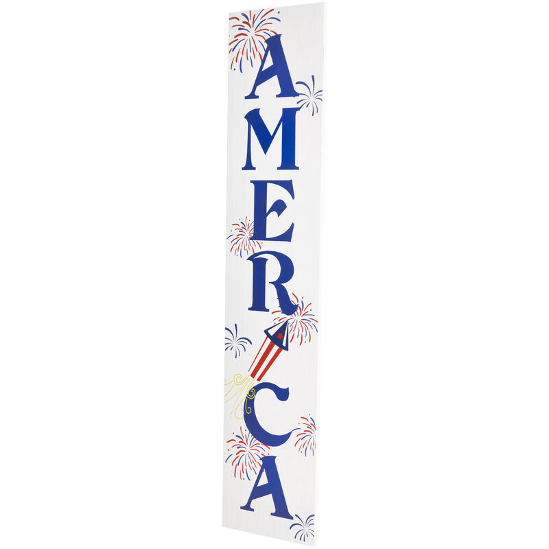 36" Patriotic "America" Fireworks Wooden Porch Board Sign Decoration