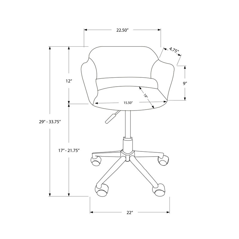 Monarch Specialties I 7298 Office Chair, Adjustable Height, Swivel, Ergonomic, Armrests, Computer Desk, Work, Metal, Pu Leather Look, Black, Chrome, Contemporary, Modern