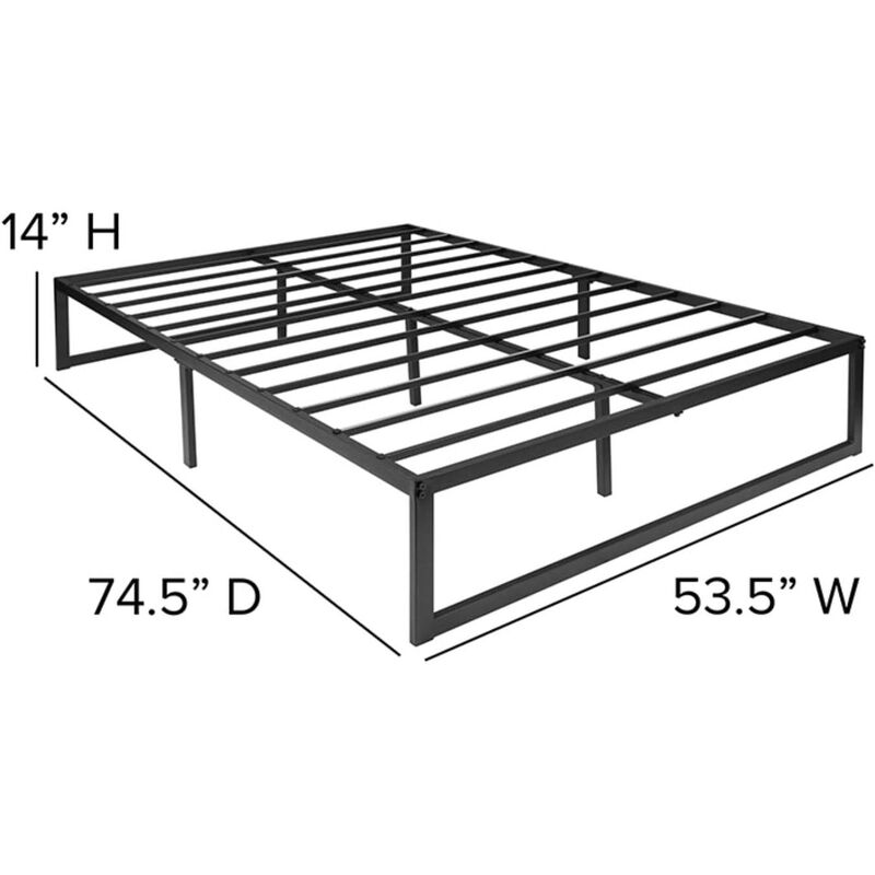 Hivvago Full Size 14 Inch High Heavy Duty Black Metal Platform Bed Frame