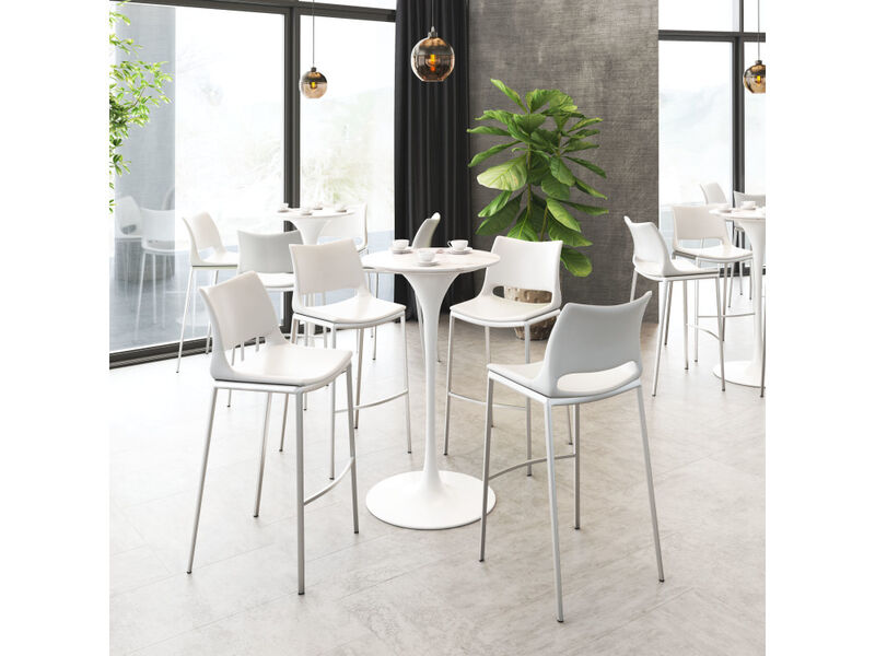 Ace Barstool (Set of 2) White & Silver