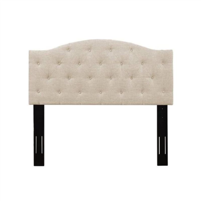 Hivvago Twin Size Beige Fabric Upholstered Button Tufted Adjustable Height Headboard