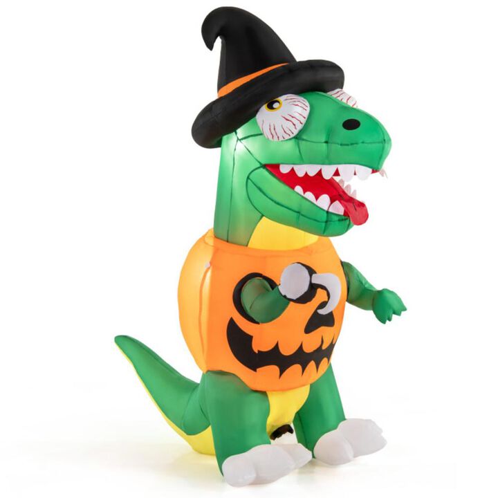 Hivvago Blow up Inflatable Pumpkin Dinosaur Yard Decoration with Built-in LED Lights