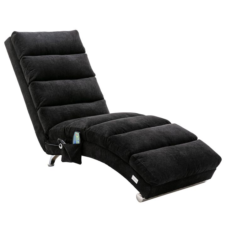 Linen Chaise Lounge Indoor Chair -  Modern Long Lounger for Office or Living Room