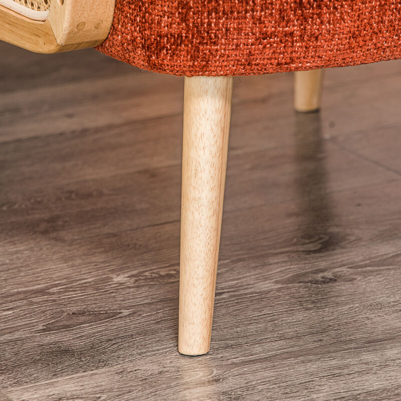 Scandinavian Lounge Armchair with Wooden Frame and Caning