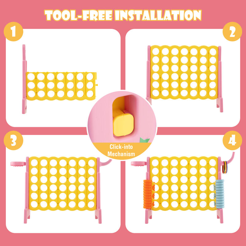 4-in-a-Row Connect Game with Basketball Hoop and Toss Ring