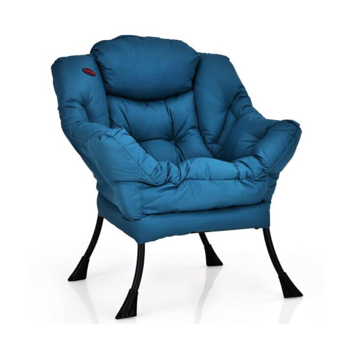 Hivvago Modern Polyester Fabric Lazy Chair with Steel Frame and Side Pocket