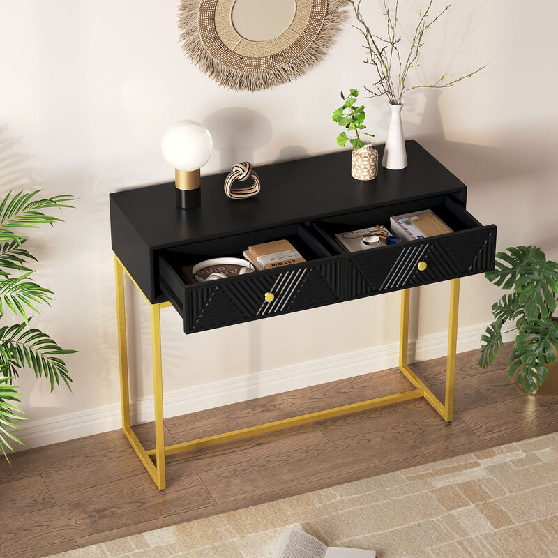 Merax Modern Sleek Console Table with 2 Drawers