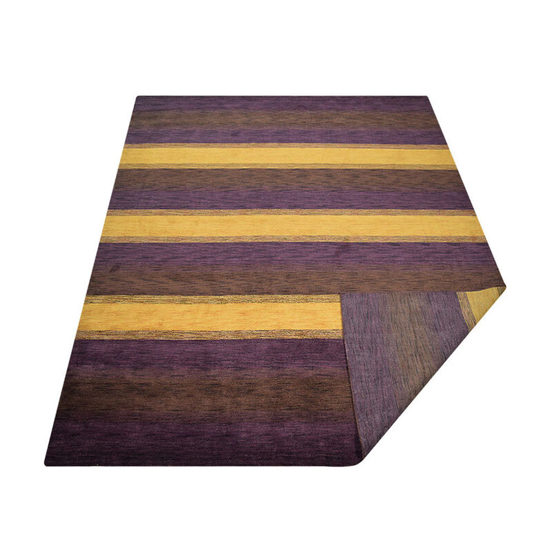 RUGSOTIC CARPETS HAND KNOTTED LOOM WOOL ECO-FRIENDLY AREA RUGS  - 8'x10', Rectangle, Purple Brown Color, Contemporary Modern Design, High Pile Handmade Anti Skid Rugs for Living Room (L00228)