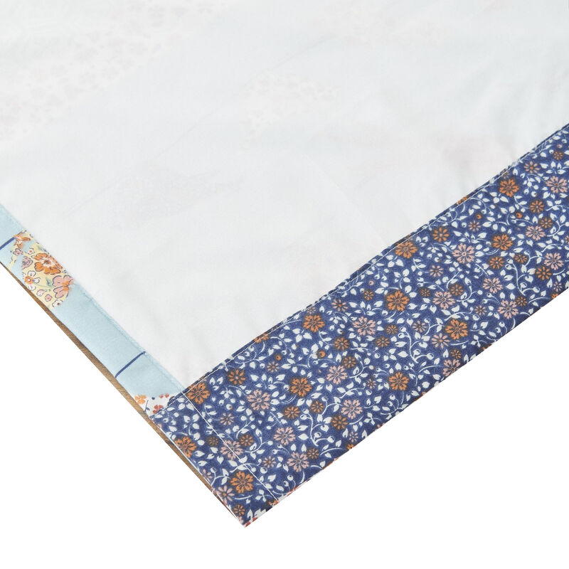Nite Set of 2 Microfiber Window Curtains, Floral and Striped, Multicolor - Benzara