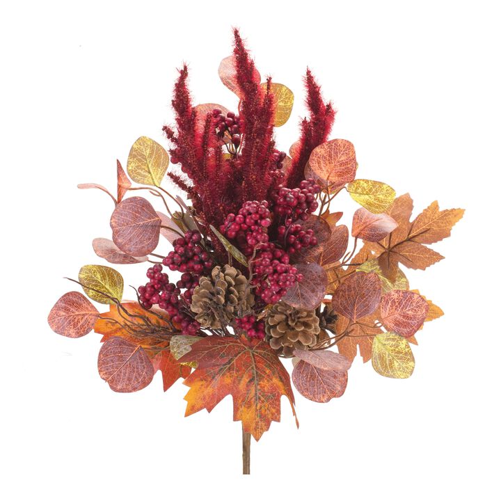 Rustic Red Mixed Fall Foliage Bush Set of 2 for Seasonal Home Decor