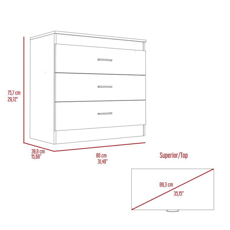 Three Drawer Dresser Lial, Bedroom, Black