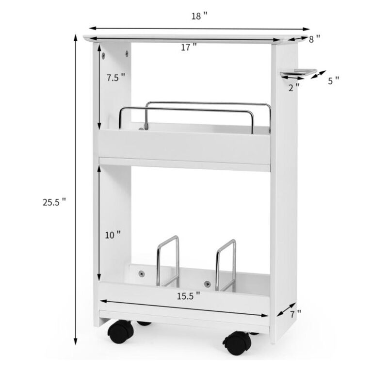 Hivvago Slim Rolling 3-Tier Bathroom  Mobile Shelving Cabinet wih Handle