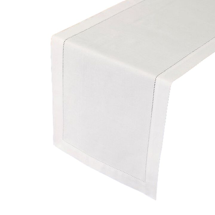 Solino Home Cotton Linen Hemstitch Table Runner for Thanksgiving, Christmas