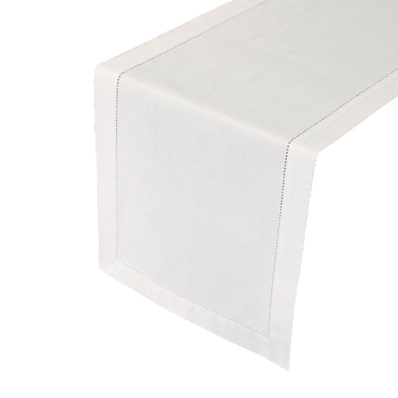 Solino Home Cotton Linen Hemstitch Table Runner for Thanksgiving, Christmas